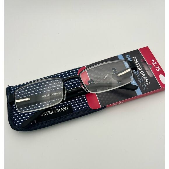 3 New Pair Foster Grant Reading Glasses 2.75 With Rubberized Comfort + 3 Cases - Picture 1 of 8
